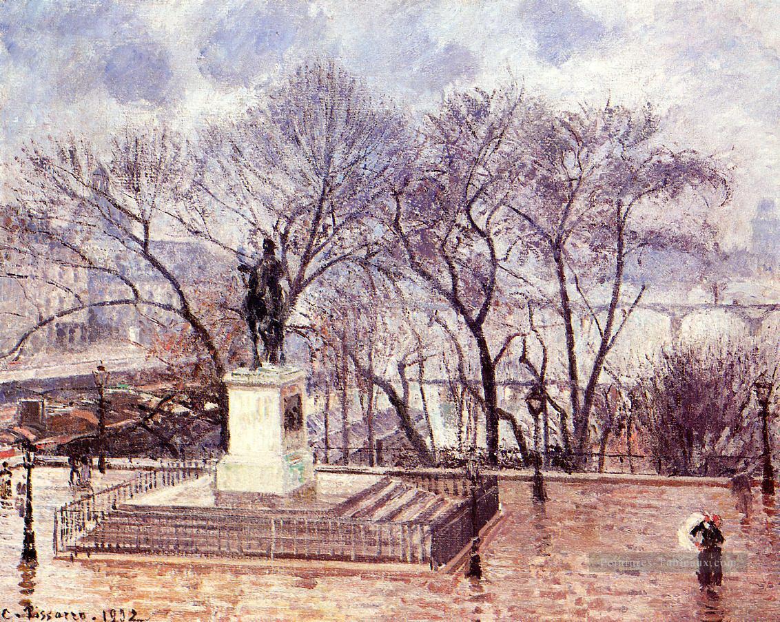 la terrasse surélevée du pont neuf place henri iv après midi pluie 1902 Camille Pissarro Peintures à l'huile